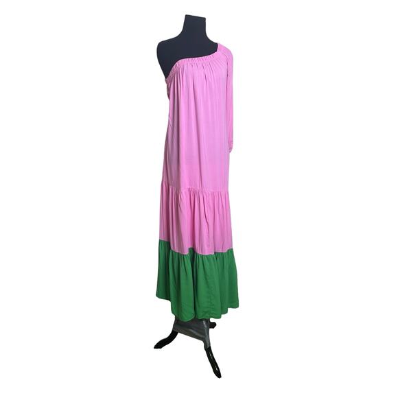 Scoop pink green one shoulder tiered maxi dress size XS - Picture 8 of 15